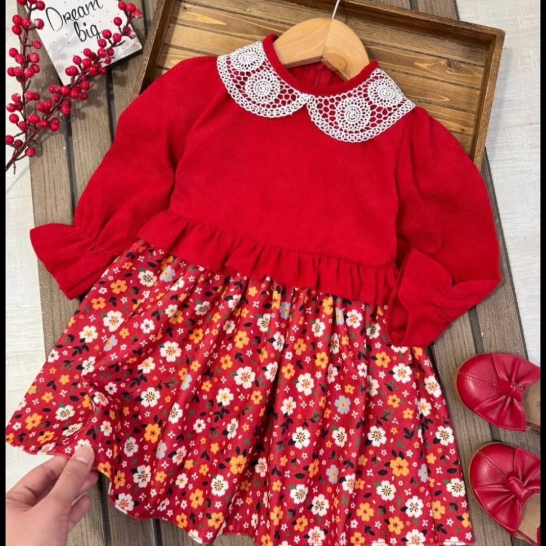 پیراهن دامن گلدار(یلدایی) سایز ۱ تا ۵